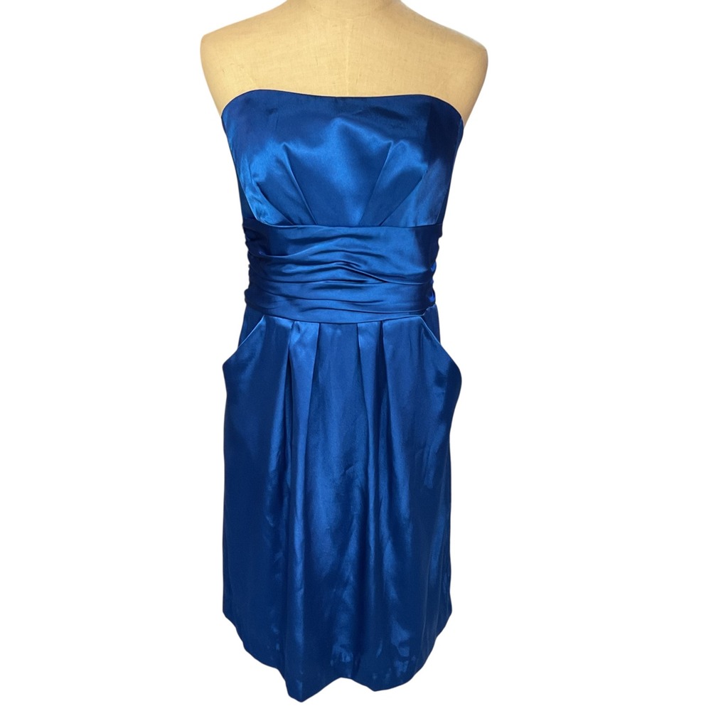 David's Bridal Classic Strapless Charm Short Slim Mini Dress Horizon Size 8 NWT